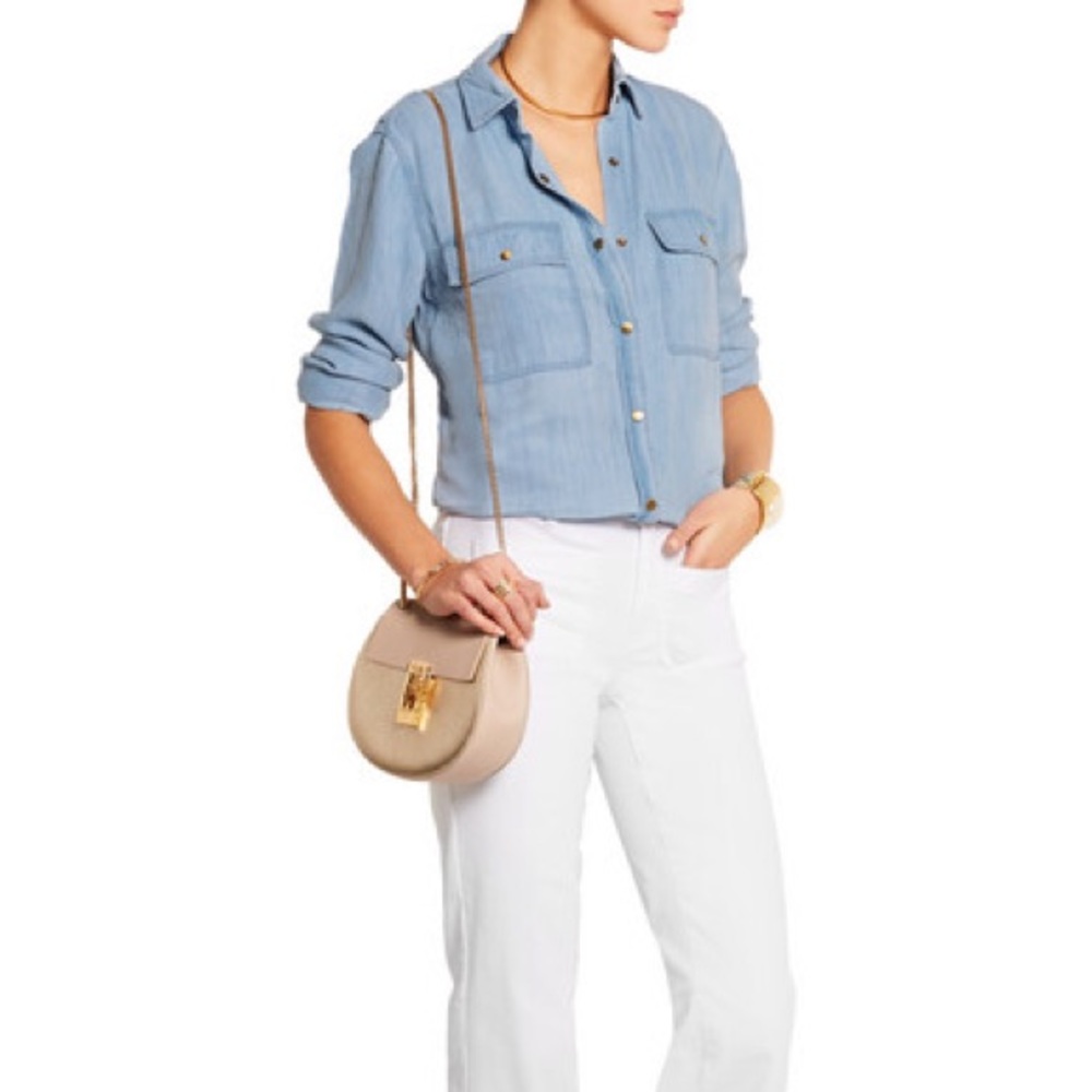 Michael Kors Button down light wash denim top